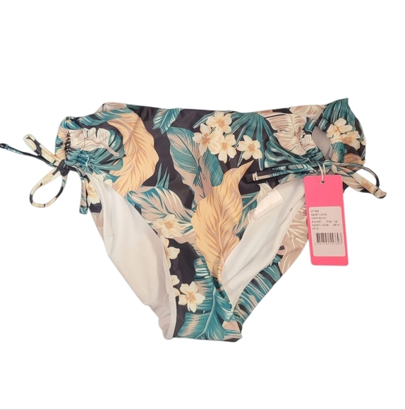 New Seafolly Multicolor Floral Tropical Hawaiian Bikini Bottom Girls Size 14 - Picture 2 of 4